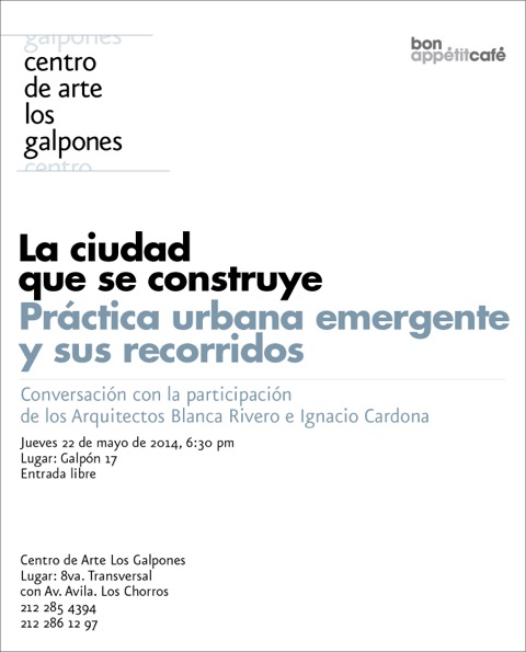 Sigue la transmisión en vivo de “La ciudad que se construye. Práctica urbana emergente y sus recorridos” con los arquitectos Blanca Rivero e Ignacio Cardona